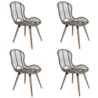 Dining chairs 4 pcs natural Poly Rattan brown
