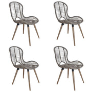 Dining chairs 4 pcs natural Poly Rattan brown