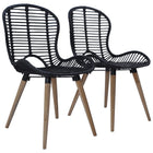 Dining chairs 2 pcs natural Poly Rattan black