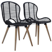 Eetkamerstoelen 2 st polyrattan zwart 48x64x85 cm