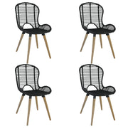 Dining chairs 4 pcs natural Poly Rattan black
