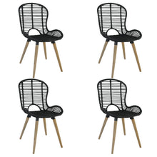 Eetkamerstoelen Natuurlijk Rattan 4 Zwart