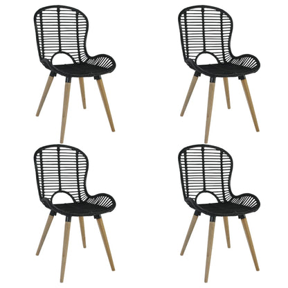 Eetkamerstoelen Natuurlijk Rattan 4 Zwart