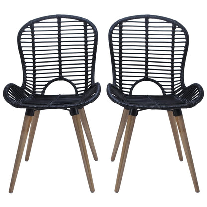 Eetkamerstoelen Natuurlijk Rattan 4 Zwart