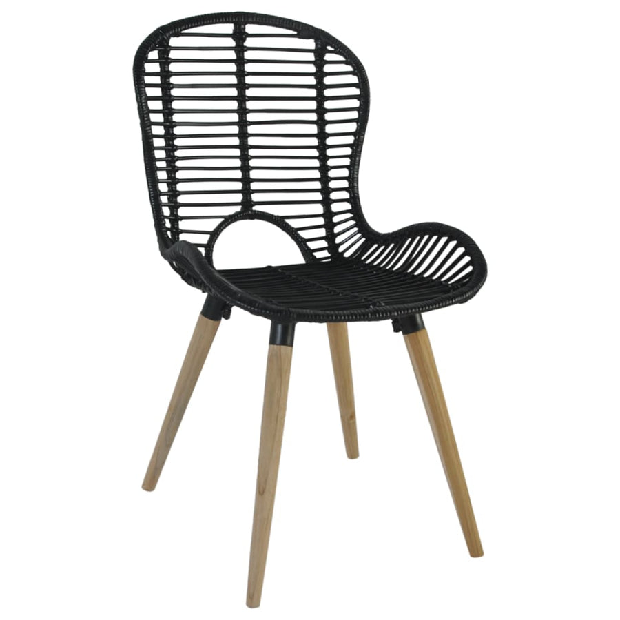 Eetkamerstoelen Natuurlijk Rattan 4 Zwart