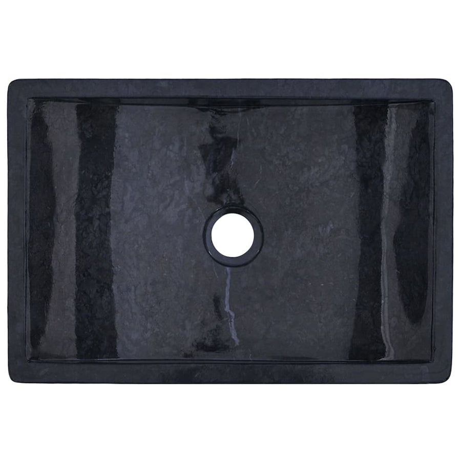 Gootsteen 45X30X12 Cm Marmer Hoogglans Zwart