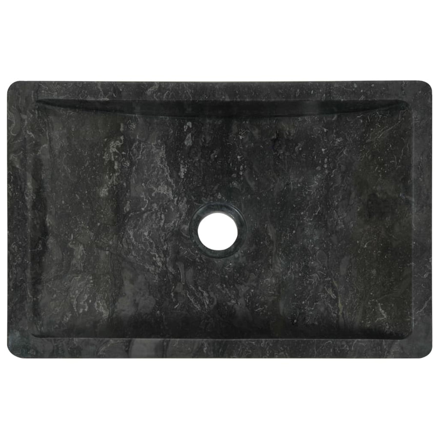 Gootsteen 45X30X12 Cm Marmer Hoogglans Zwart