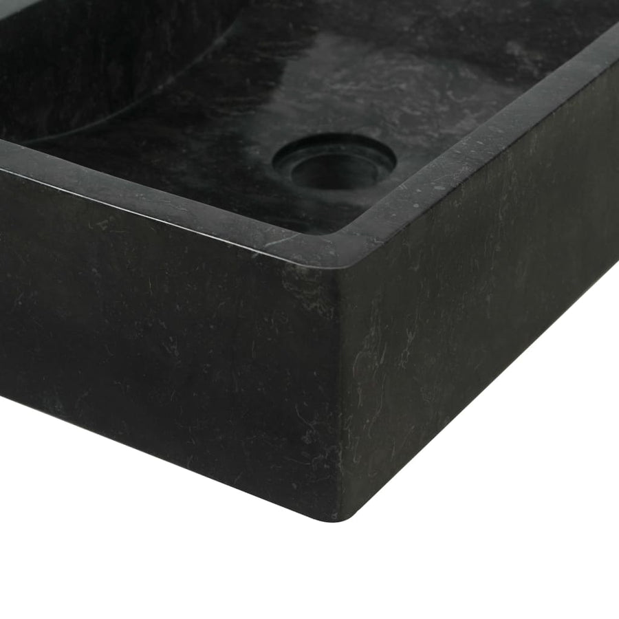 Gootsteen 45X30X12 Cm Marmer Hoogglans Zwart
