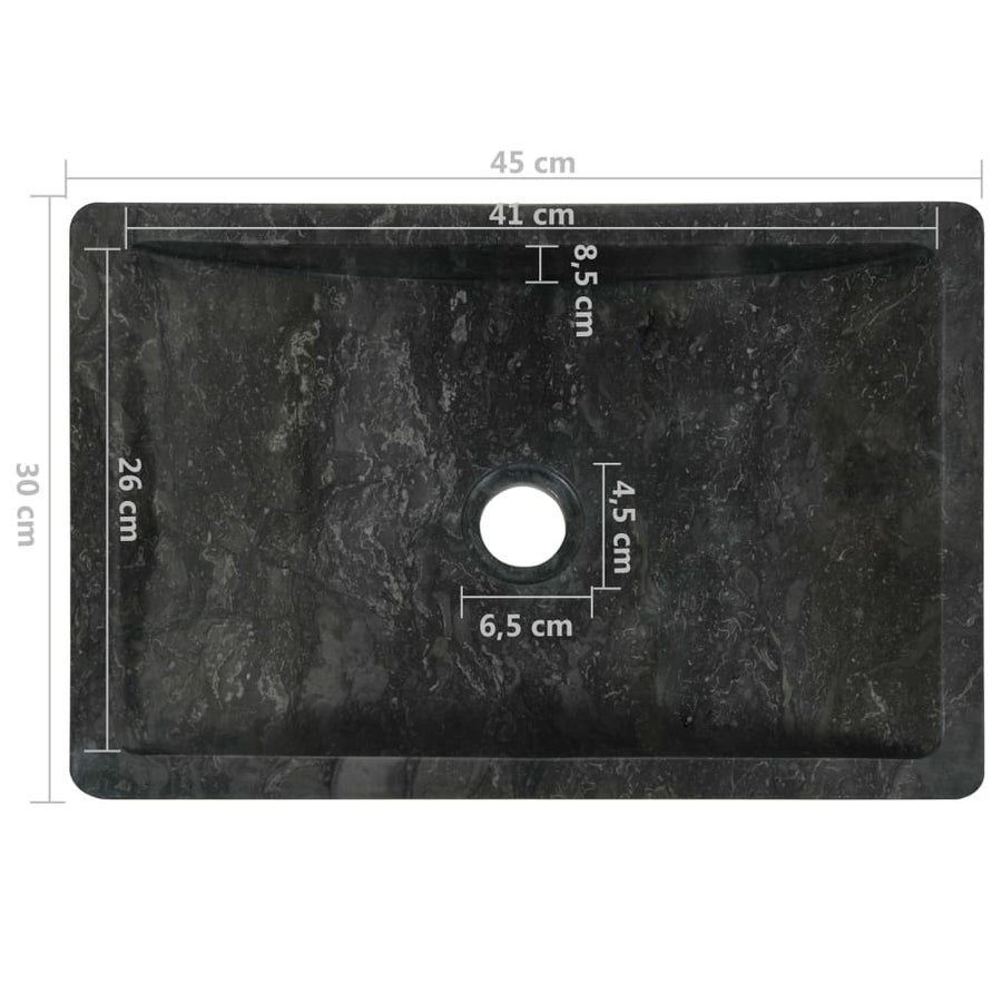 Gootsteen 45X30X12 Cm Marmer Hoogglans Zwart