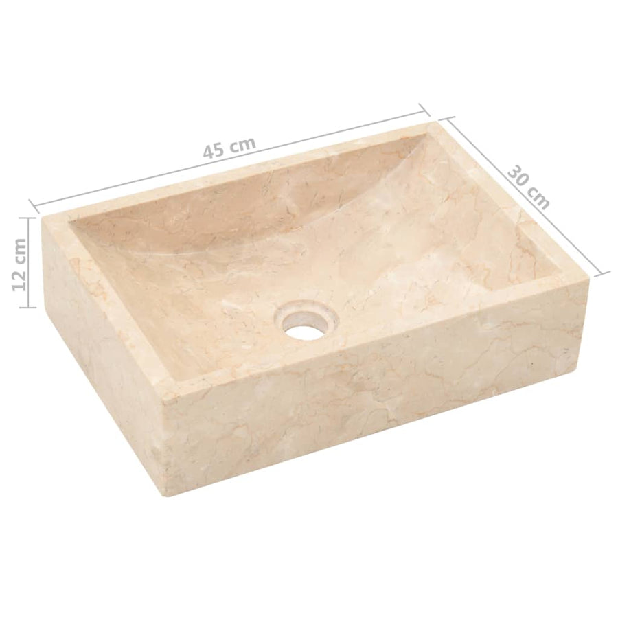 Gootsteen 45x30x12 cm marmer hoogglans crèmekleurig Crème