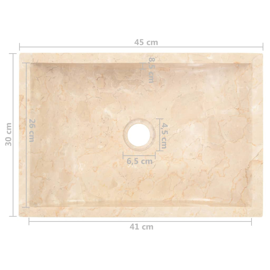Gootsteen 45x30x12 cm marmer hoogglans crèmekleurig Crème