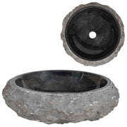 Gootsteen Ø40x12 cm zwart marmer