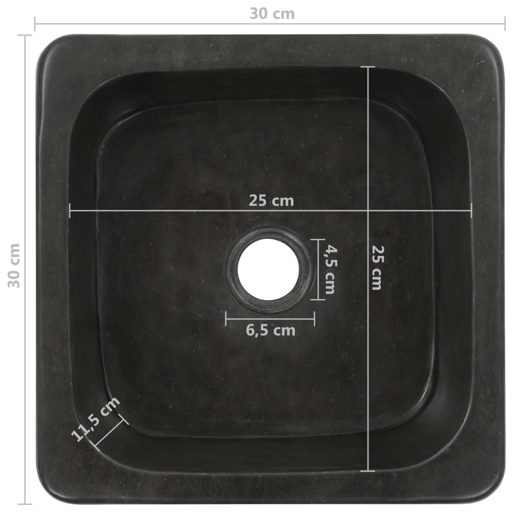 Gootsteen 30X30X15 Cm Riviersteen Zwart 30 x 30 x 15 cm