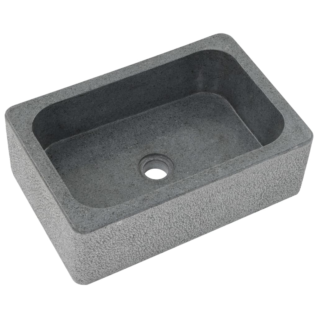 Gootsteen 45X30X15 Cm Riviersteen Zwart 45 x 30 x 15 cm