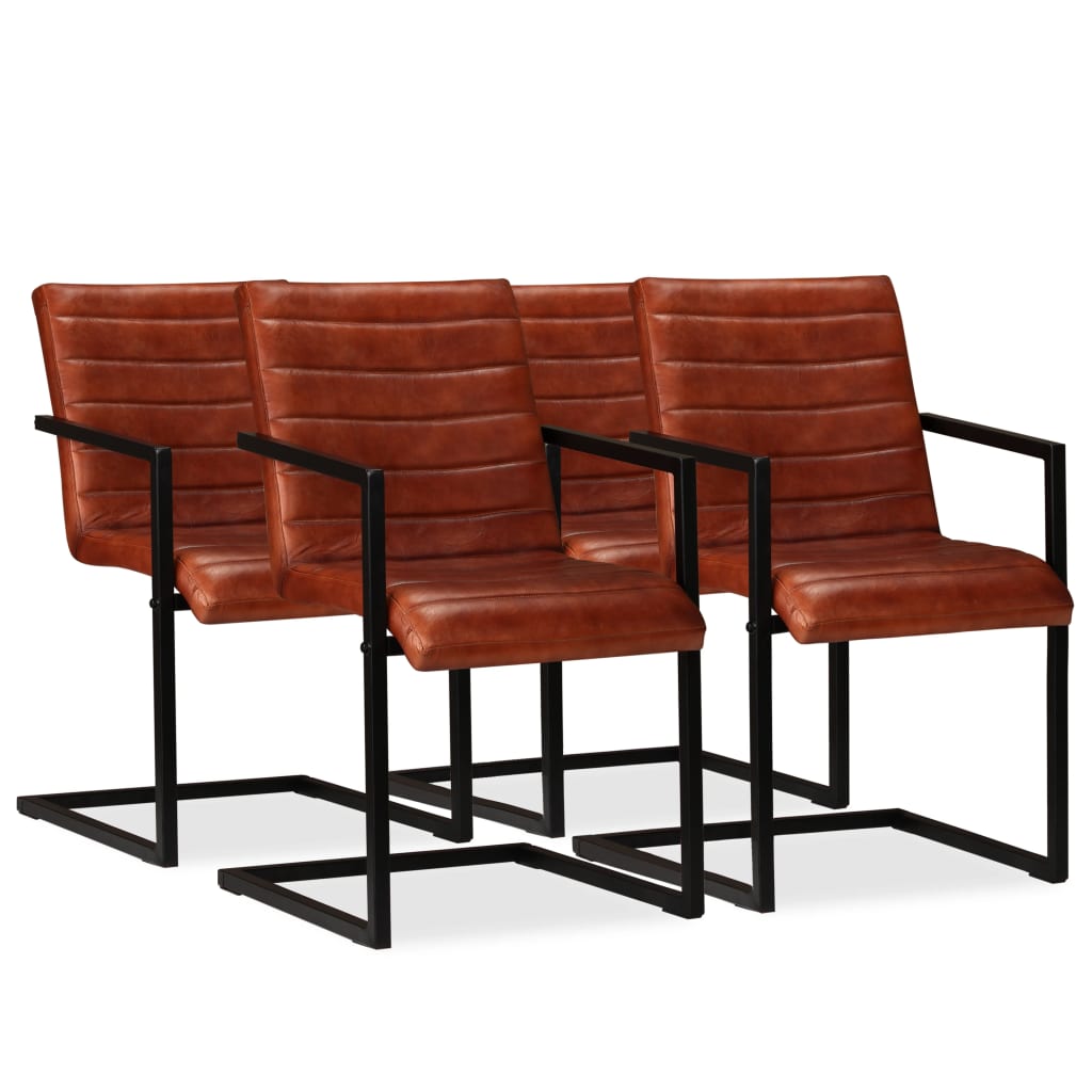 Eetkamerstoelen Echt Leer Bruin 4 Donkerbruin Patroon 1