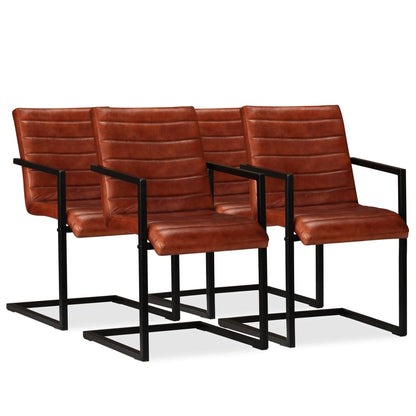 Eetkamerstoelen Echt Leer Bruin 4 Donkerbruin Patroon 1