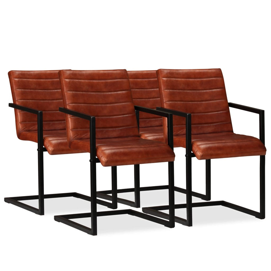 Eetkamerstoelen Echt Leer Bruin 4 Donkerbruin Patroon 1