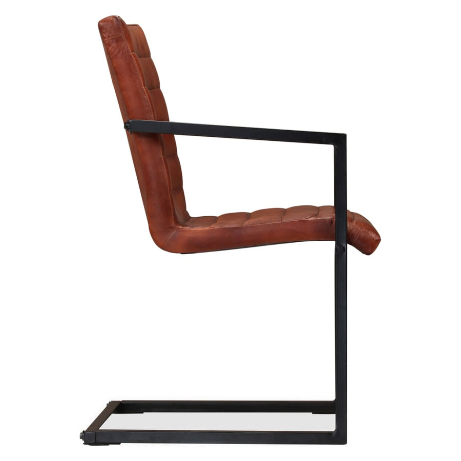 Eetkamerstoelen Echt Leer Bruin 4 Donkerbruin Patroon 1