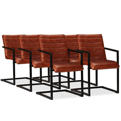 Eetkamerstoelen Echt Leer Bruin 6 Donkerbruin Patroon 1