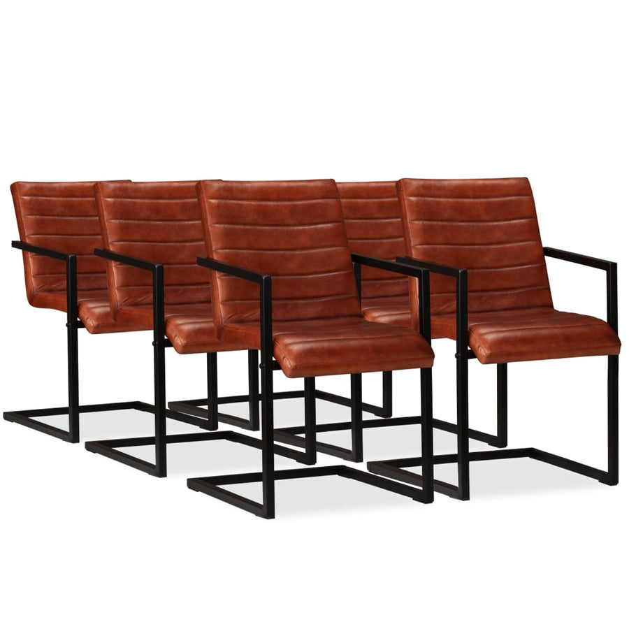 Eetkamerstoelen Echt Leer Bruin 6 Donkerbruin Patroon 1