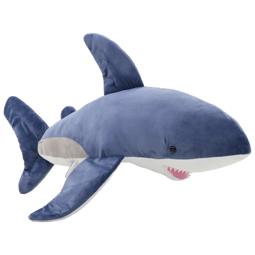 Knuffel witte haai pluche blauw en wit