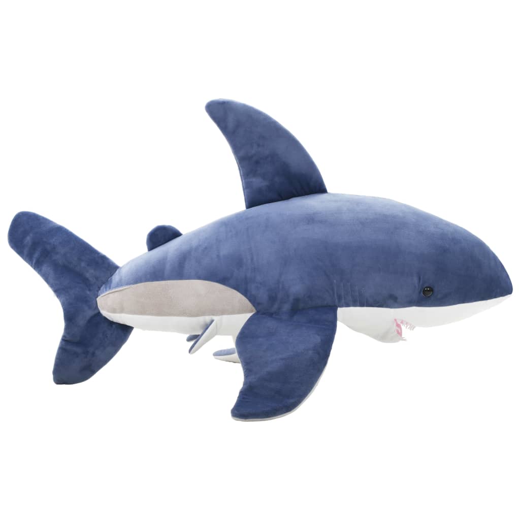 Knuffel witte haai pluche blauw en wit