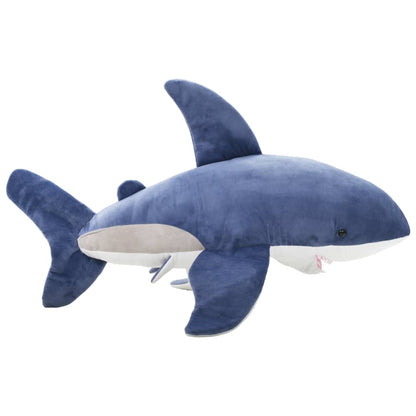 Knuffel witte haai pluche blauw en wit
