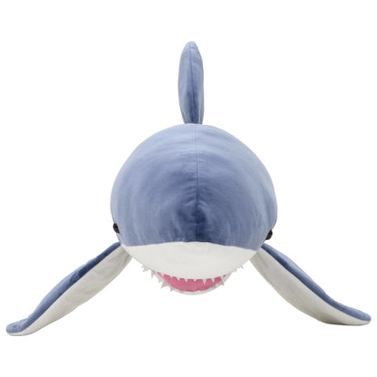 Knuffel witte haai pluche blauw en wit