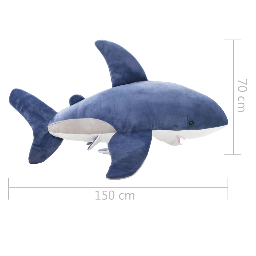 Knuffel witte haai pluche blauw en wit