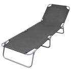 Foldable sun lounger with adjustable backrest grey
