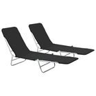 Foldable Sun Loungers 2 pcs Steel and Fabric Black