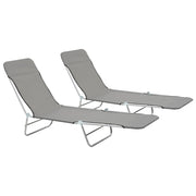 Ligbedden inklapbaar 2 st staal stof grijs 56x182x24.5 cm