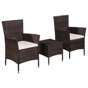 Bistroset poly rattan bruin 3-delig