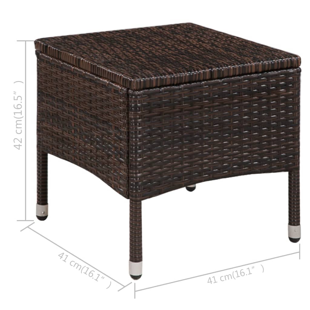 -Delige Bistroset Poly Rattan Bruin