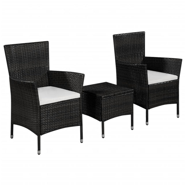 -Delige Bistroset Poly Rattan Zwart