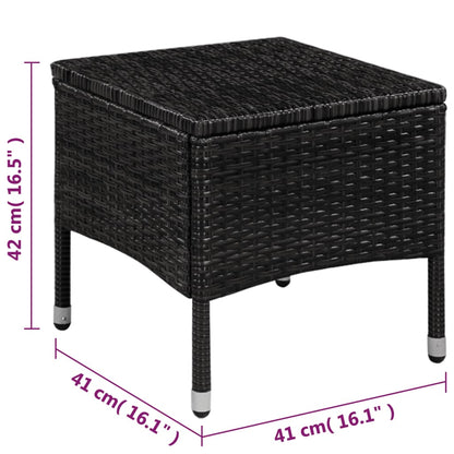 -Delige Bistroset Poly Rattan Zwart