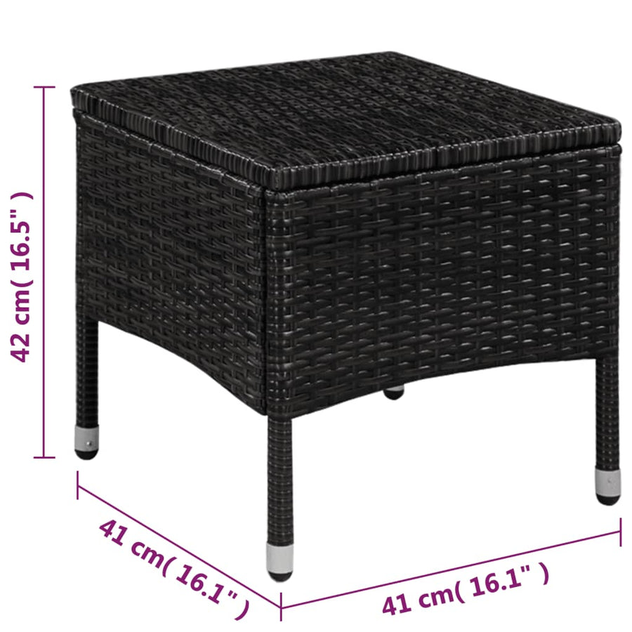 -Delige Bistroset Poly Rattan Zwart