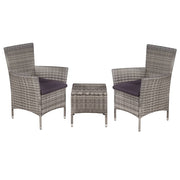 Bistroset 3-delig poly rattan grijs