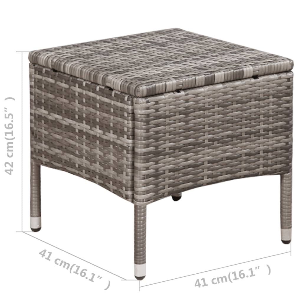 -Delige Bistroset Poly Rattan Grijs