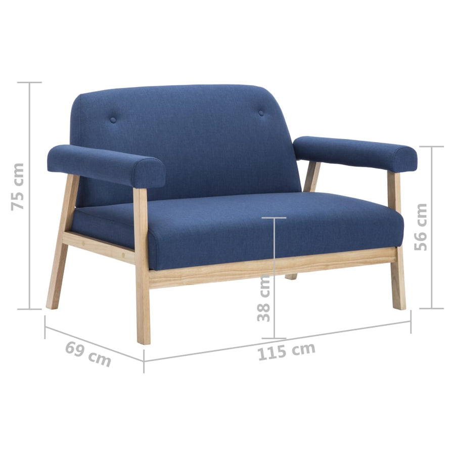 Stof Blauw Tweezitsbank