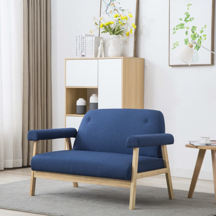 Stof Blauw Tweezitsbank