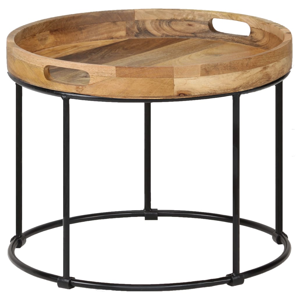 Salontafel 50x40 cm massief mangohout en staal