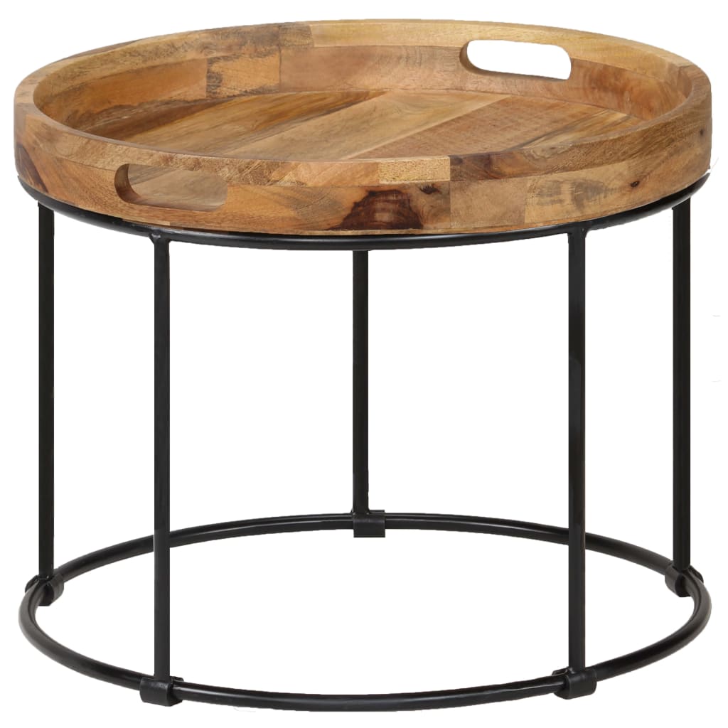 Salontafel 50x40 cm massief mangohout en staal