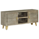 TV cabinet 110x30x48 cm solid mango wood with brass grey