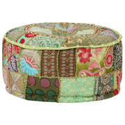 Poef rond patchwork katoen groen 40x20 cm