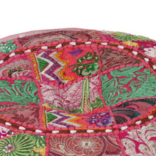 Poef Patchwork Rond Handgemaakt 40X20 Cm Katoen Roze