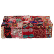 Poef vierkant patchwork 50x50x12 cm katoen rood