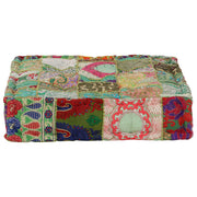 Poef patchwork vierkant 50x50x12 cm katoen groen