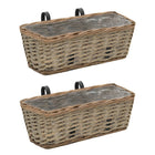 Balcony planters 2 pcs 40 cm wicker with PE lining