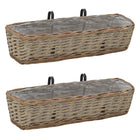 Balcony planters 2 pcs 60 cm wicker with PE lining